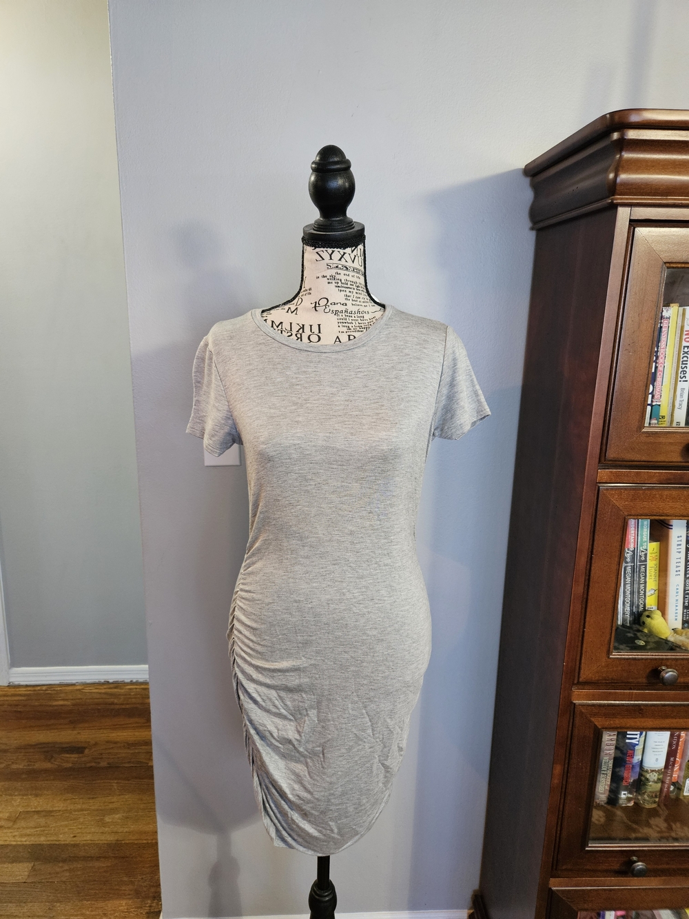 Heather Grey Ruched Side Maxi Dress